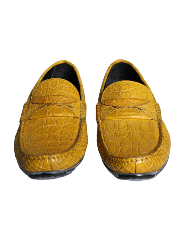 Dolce & Gabbana 100% Caiman Leather loafers in yellow