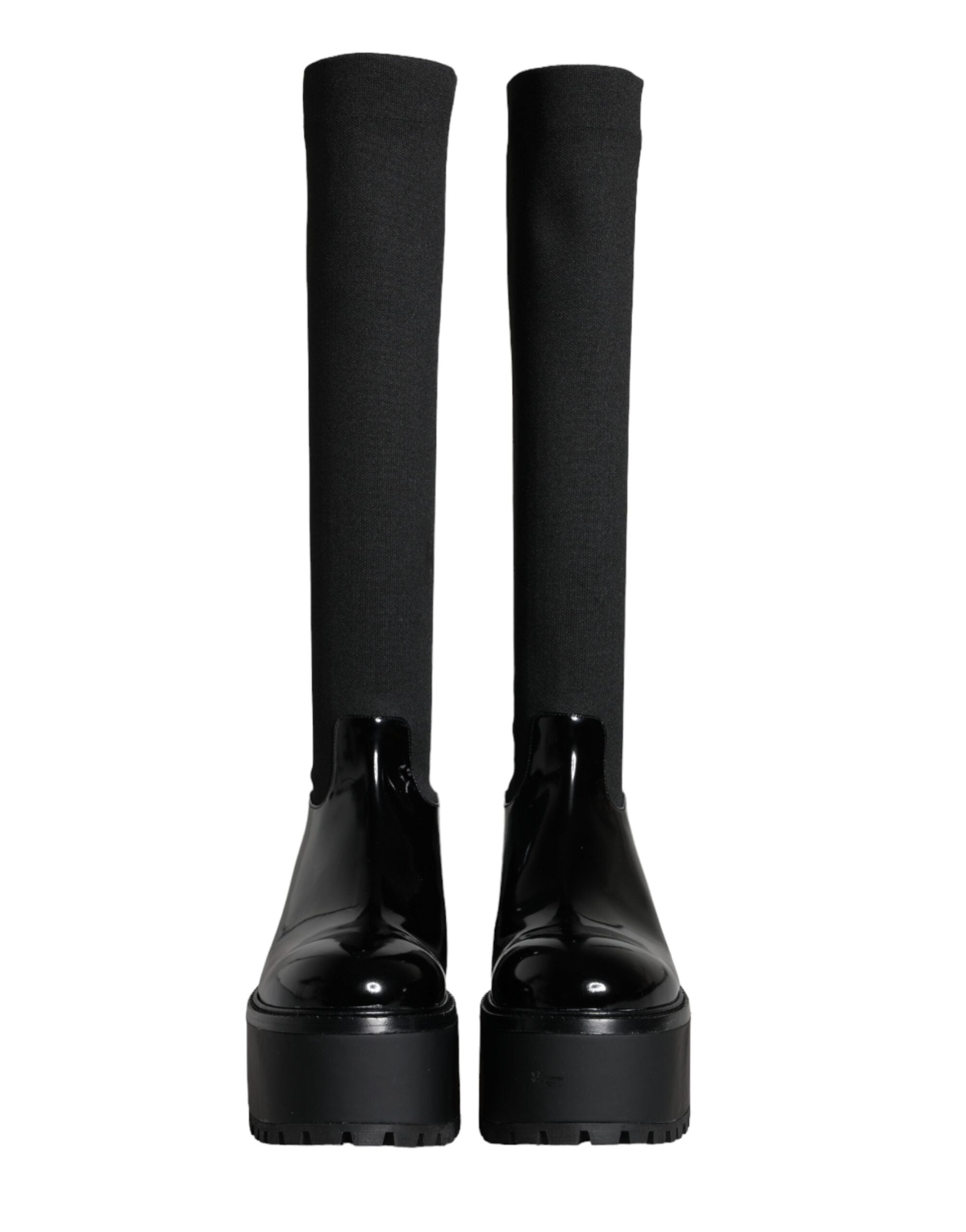 Dolce & Gabbana Leather knee-high boot in black