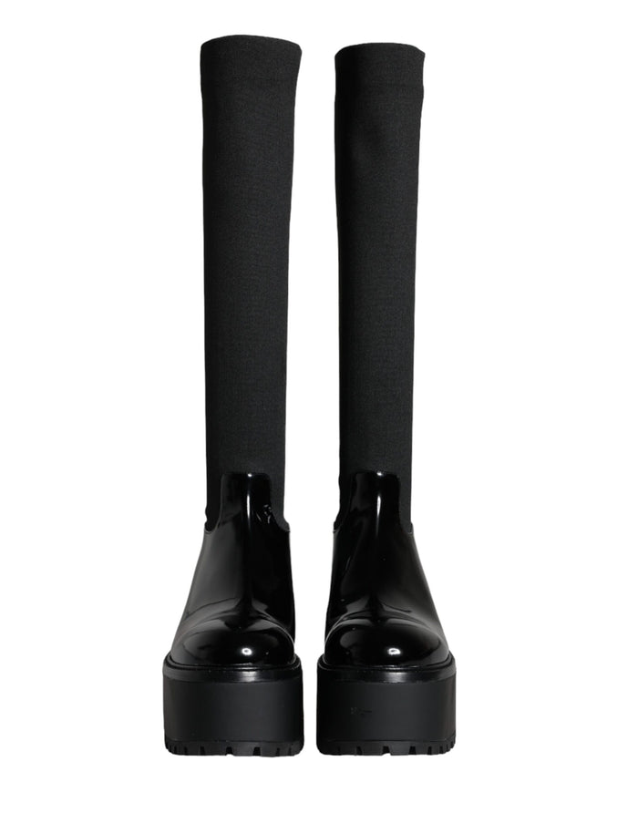Dolce & Gabbana Leather knee-high boot in black