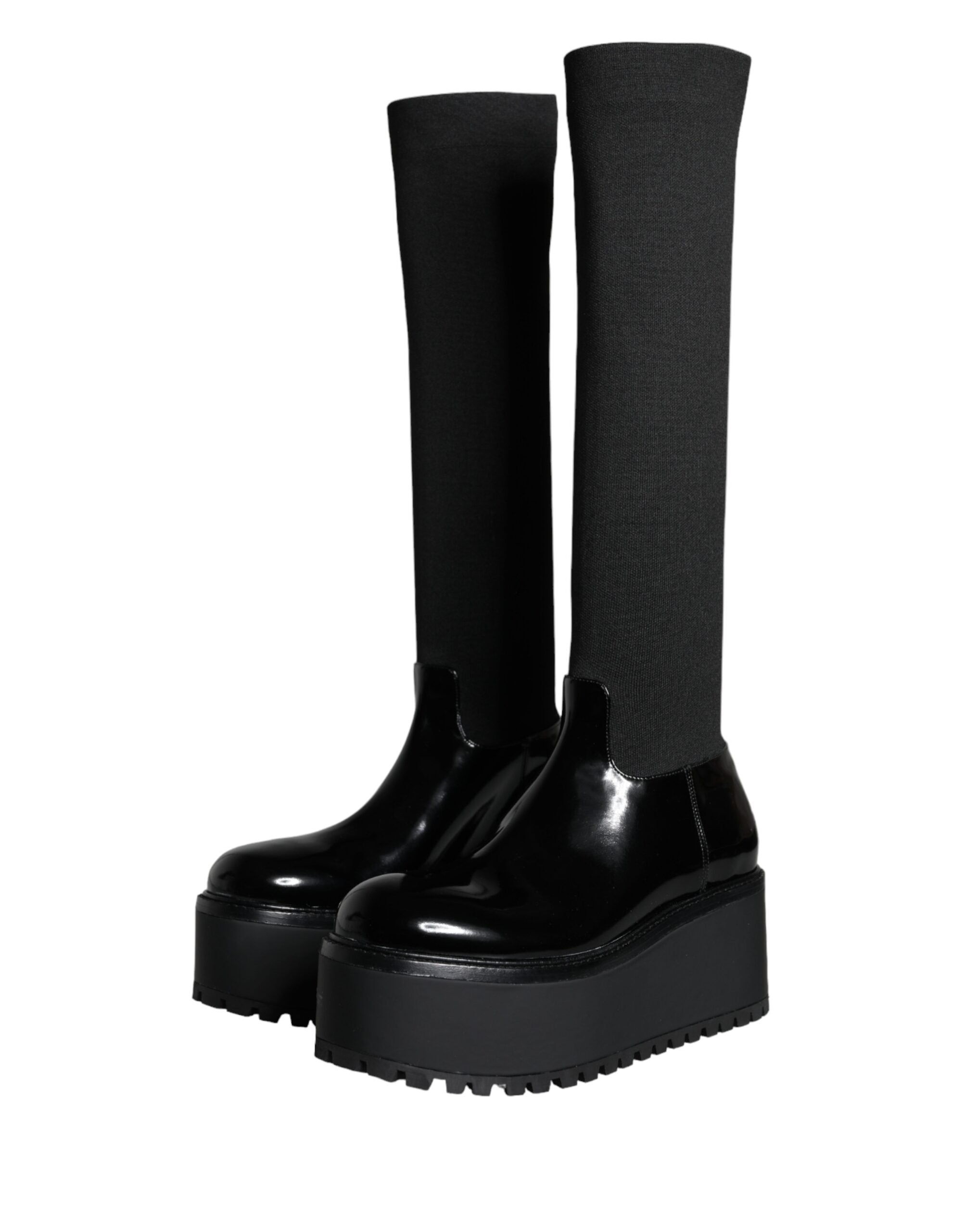 Dolce & Gabbana Leather knee-high boot in black — view 2