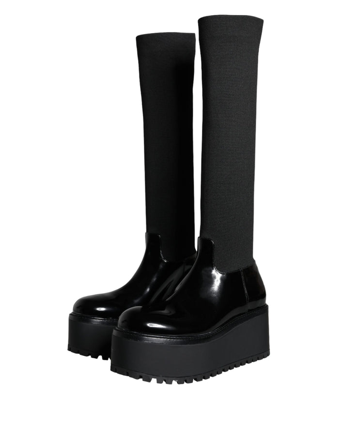 Dolce & Gabbana Leather knee-high boot in black — view 2