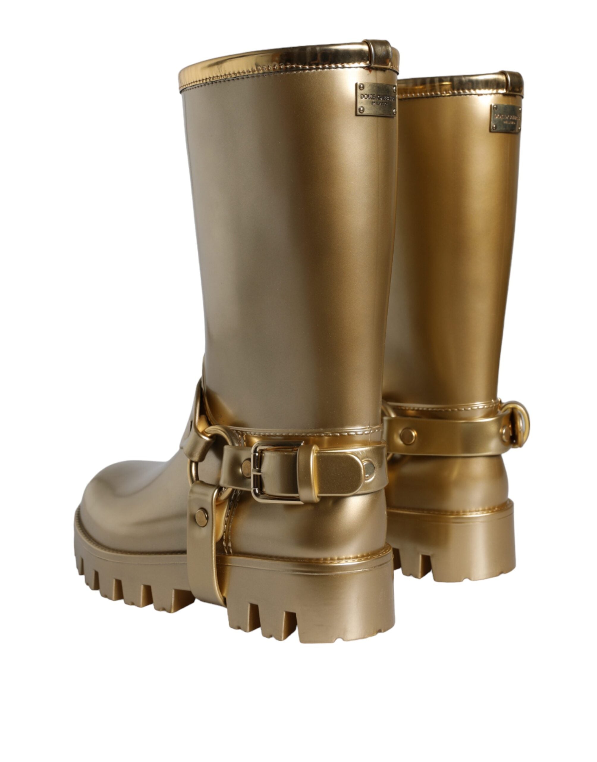 Dolce & Gabbana 90% PVC boot in gold — view 3