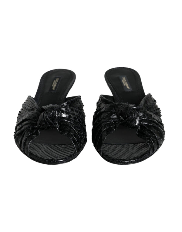 Dolce & Gabbana 100% Python Leather heel slide in black