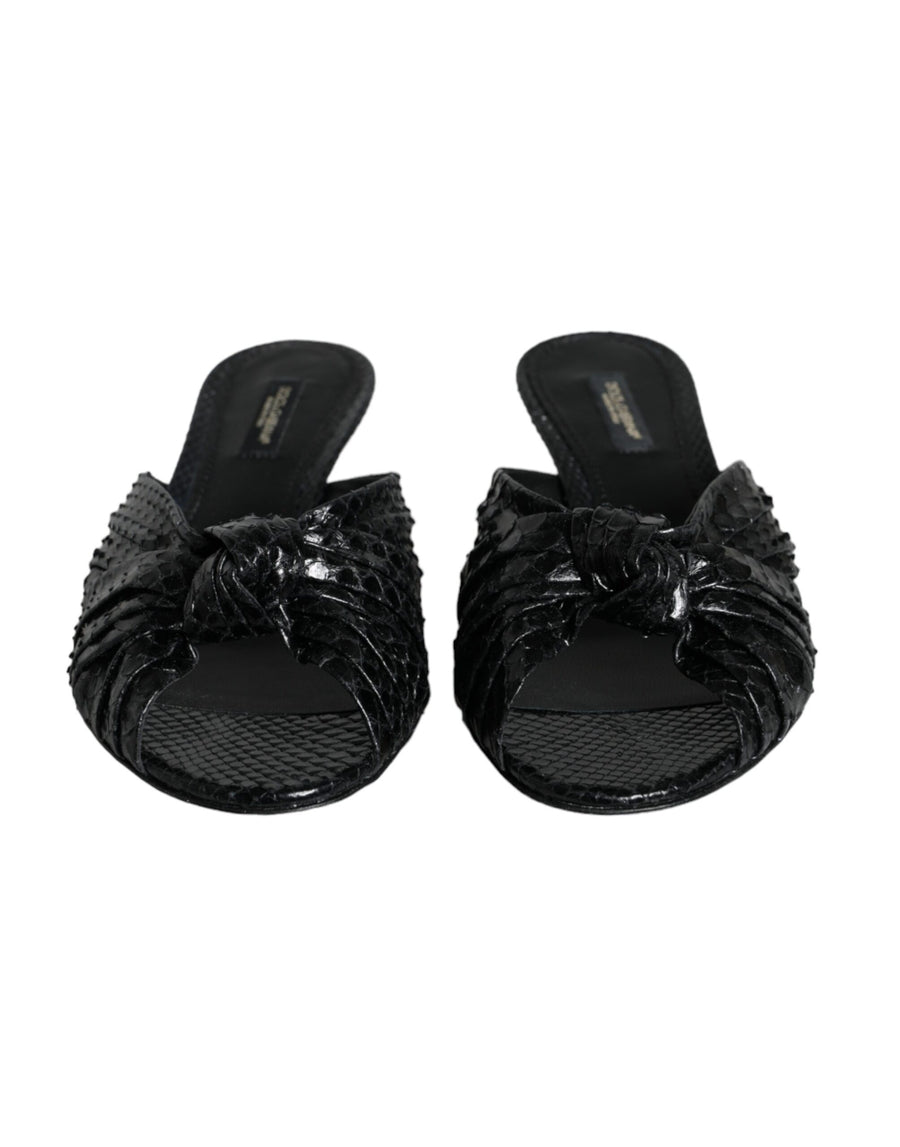 Dolce & Gabbana 100% Python Leather heel slide in black