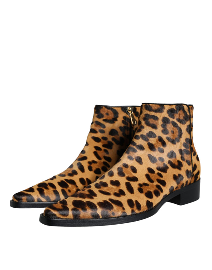 Dolce & Gabbana 91% Calf Fur ankle boot in brown — view 2