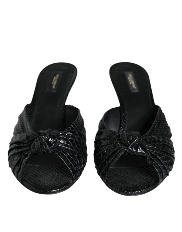 Dolce & Gabbana 100% Python Leather heel slide in black