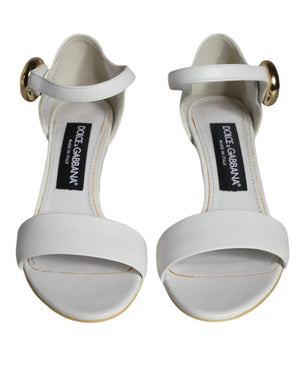 Dolce & Gabbana 100% Lamb Leather sandal heel in white
