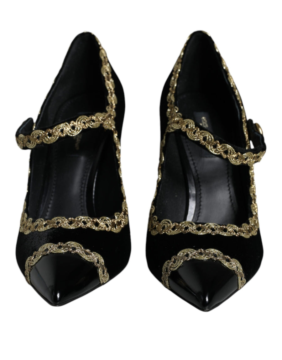Dolce & Gabbana 29% Viscose 20% Cotton 19% Calfskin 14% Acetate 10% Silk 6% Polyester 2% Lambskin pump in black