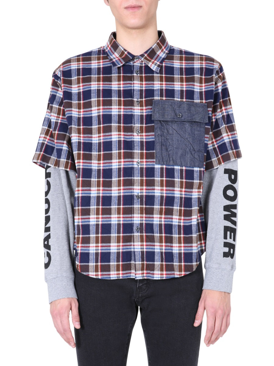 Shirt With Double Sleeves Blue Cotton