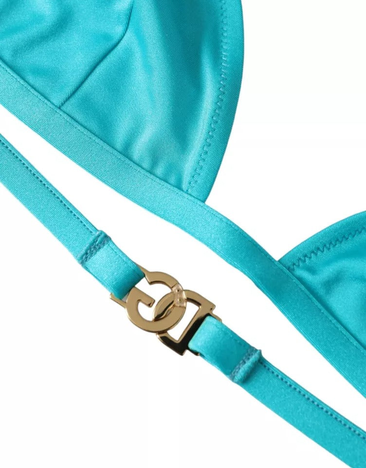 Dolce & Gabbana 75% Nylon bikini top in turquoise