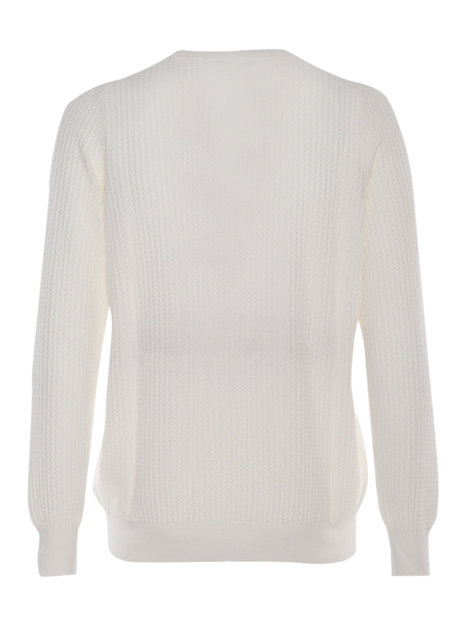 Mens sweater White Cotton Crewneck