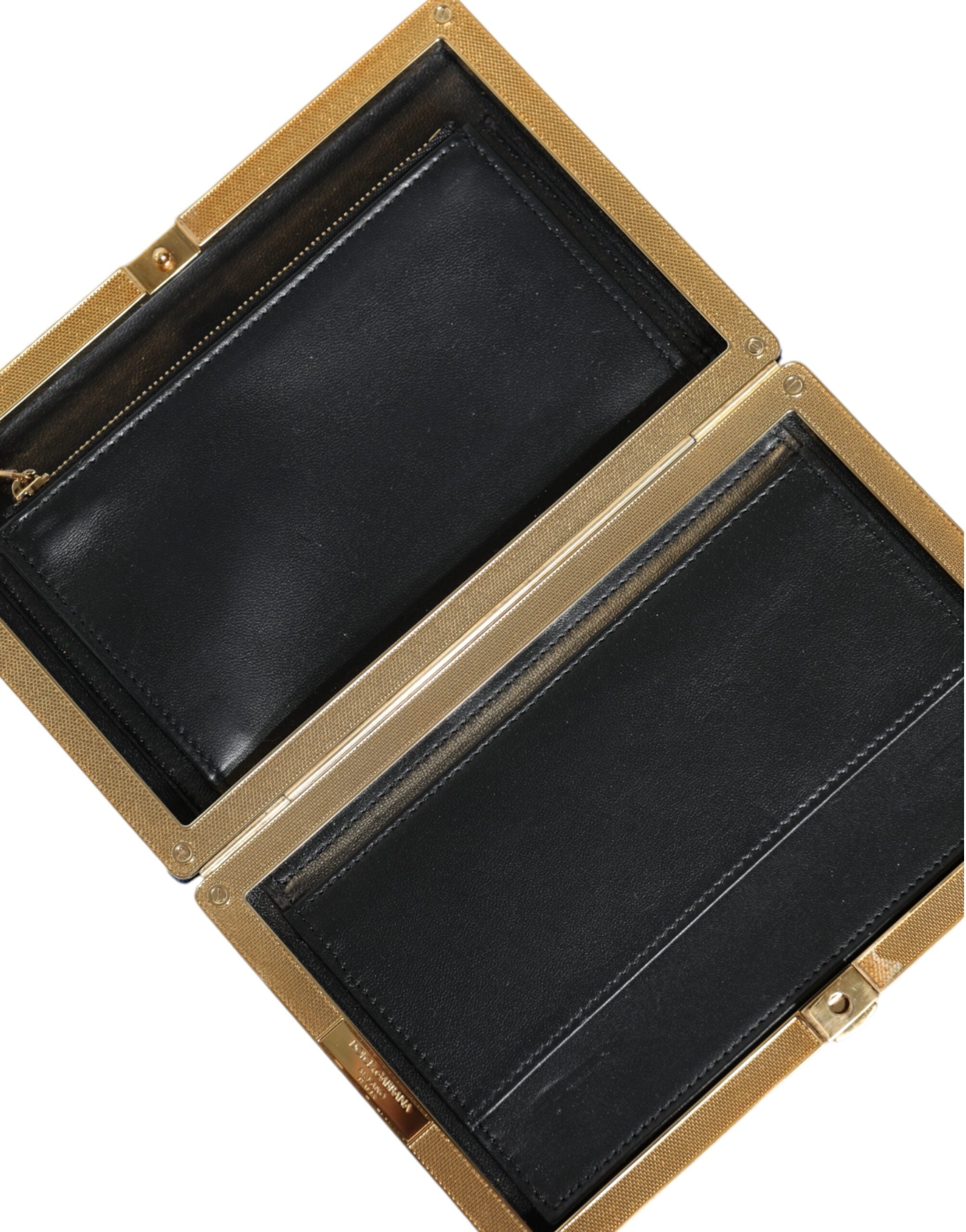 Blue Velvet Gold Frame Clutch Evening Party Purse Bag Cotton