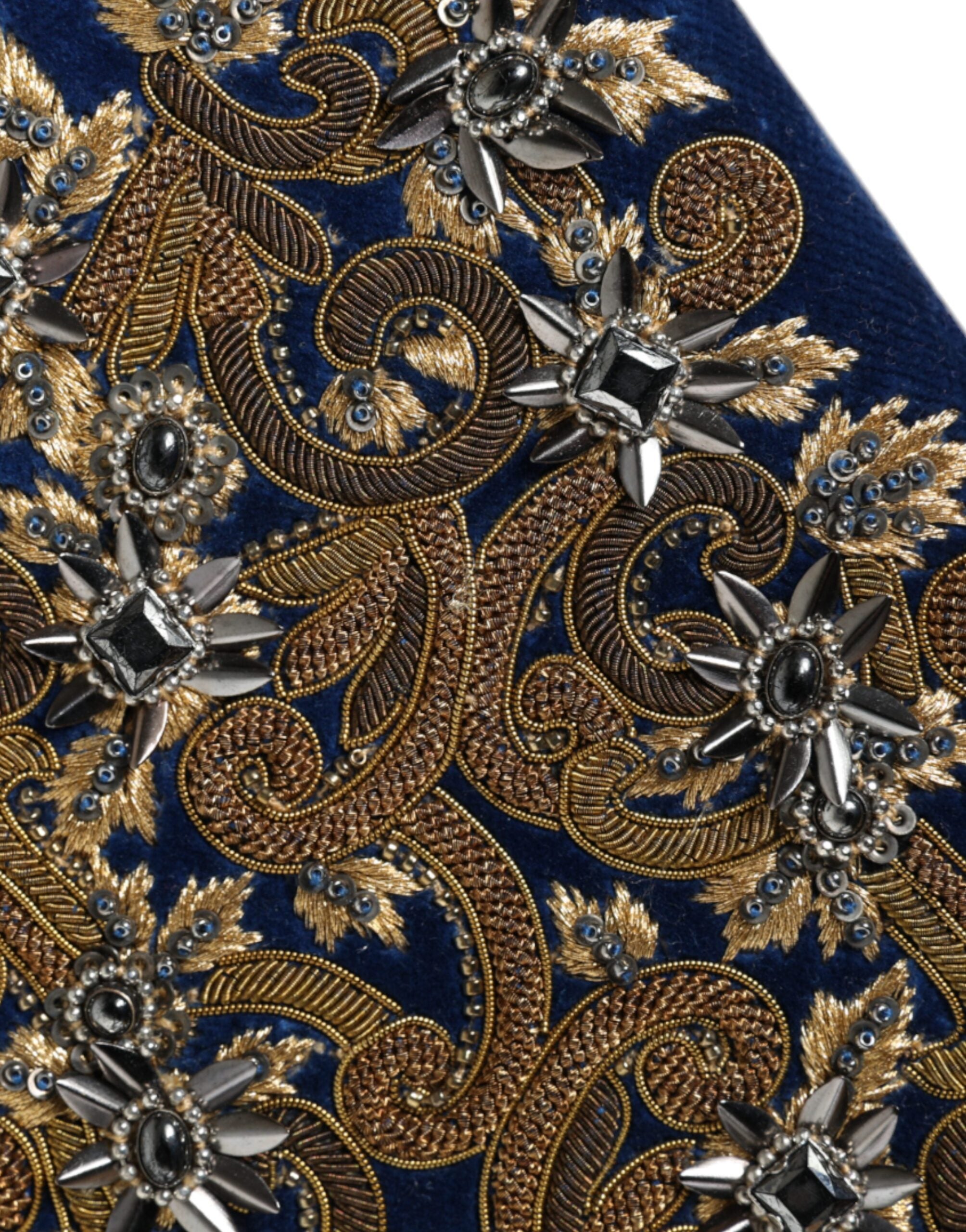 Blue Velvet Gold Frame Clutch Evening Party Purse Bag Cotton