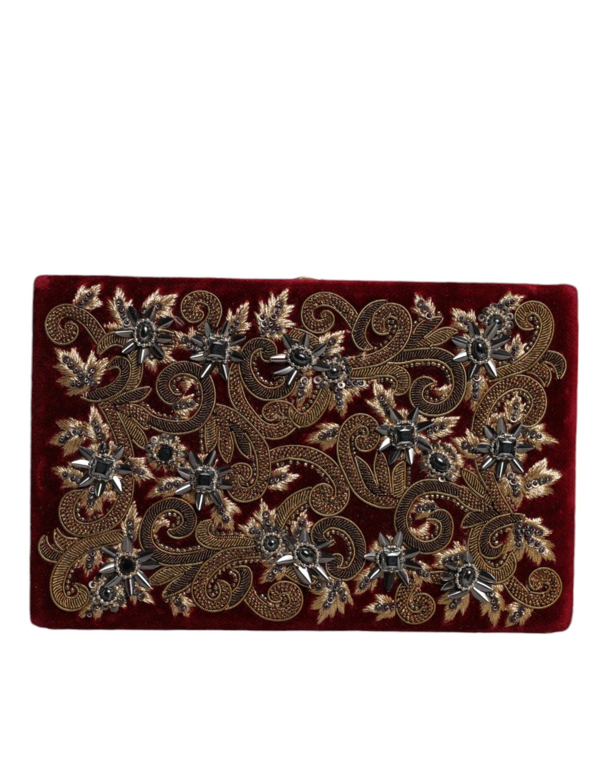 Red Velvet Gold Frame Clutch Evening Party Purse Bag Cotton