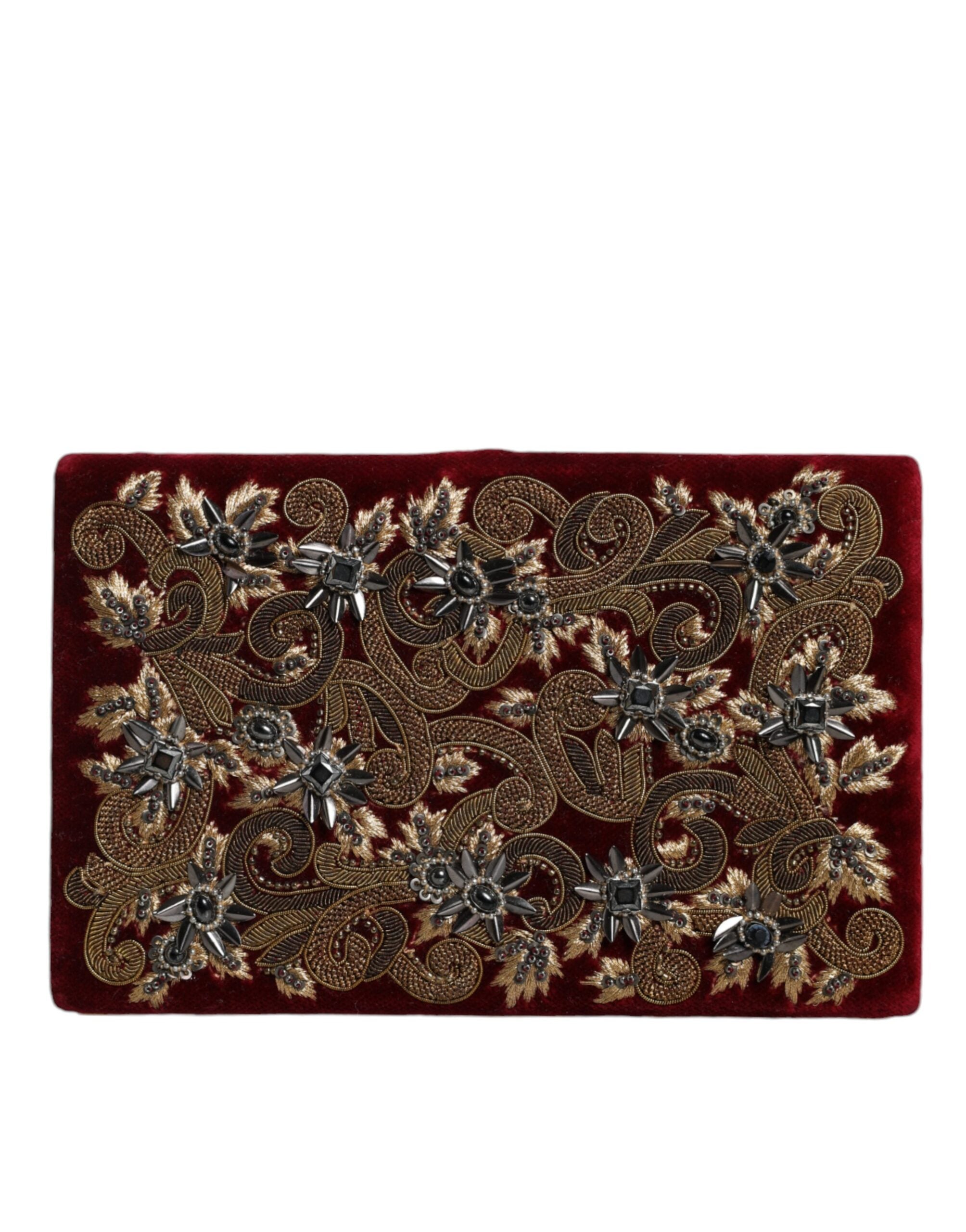 Red Velvet Gold Frame Clutch Evening Party Purse Bag Cotton