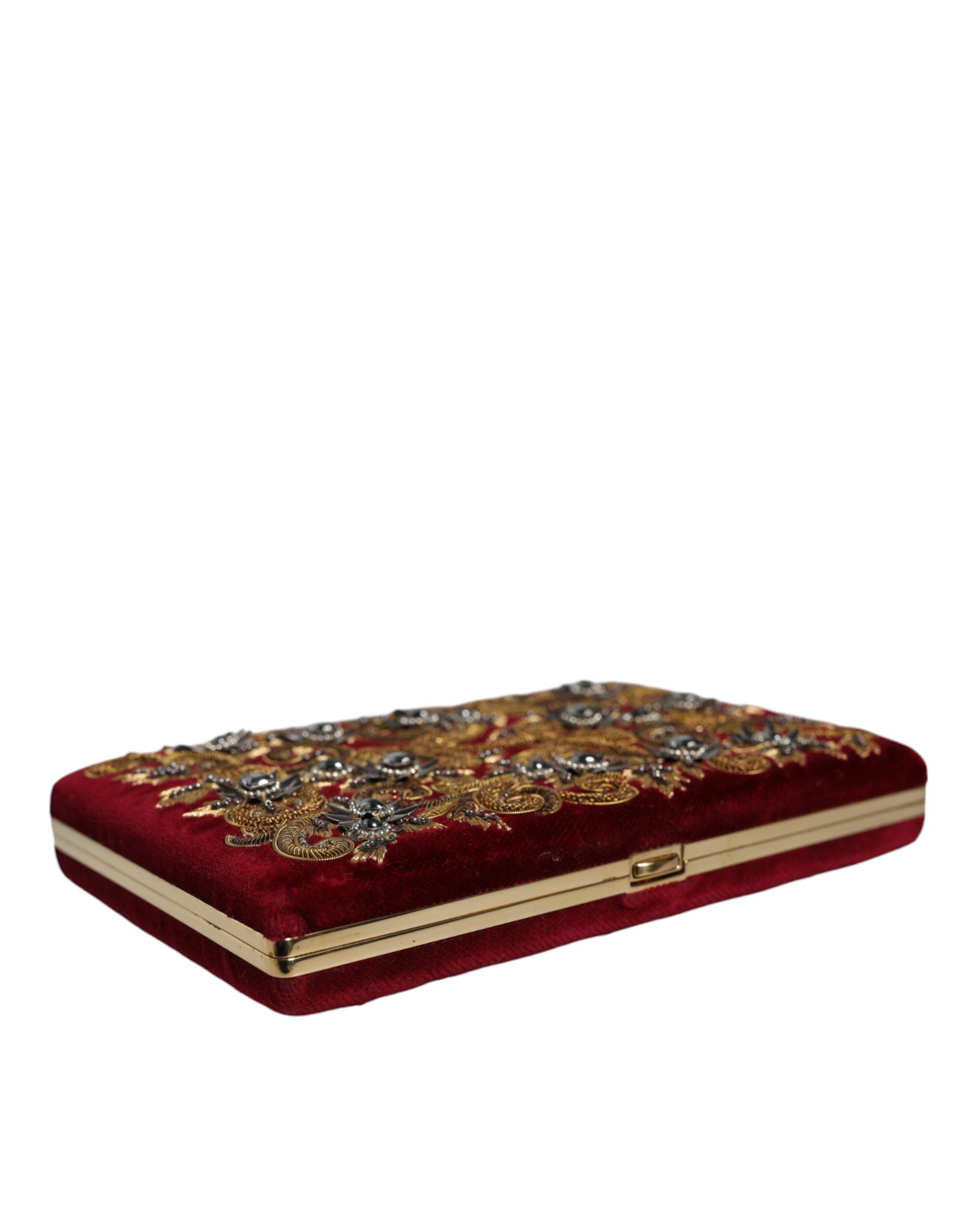 Red Velvet Gold Frame Clutch Evening Party Purse Bag Cotton