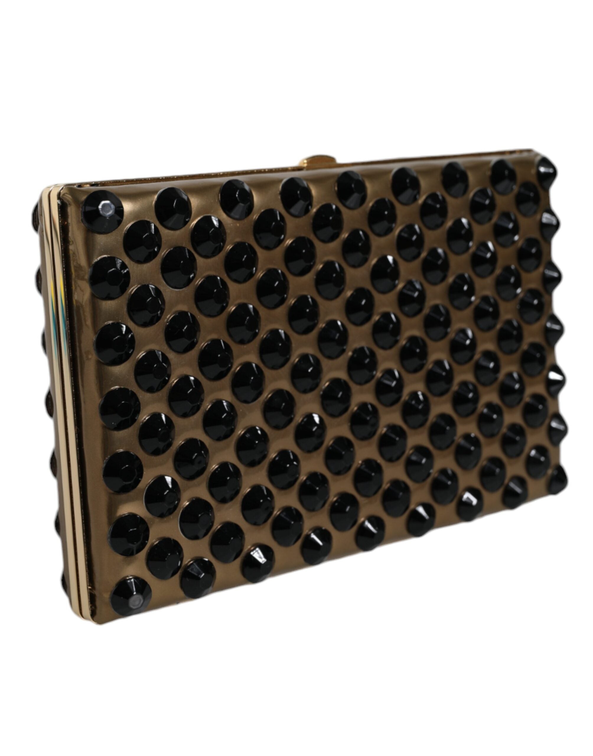 Gold Crystal Bifold Clutch Evening Party Women Purse Bag Leather