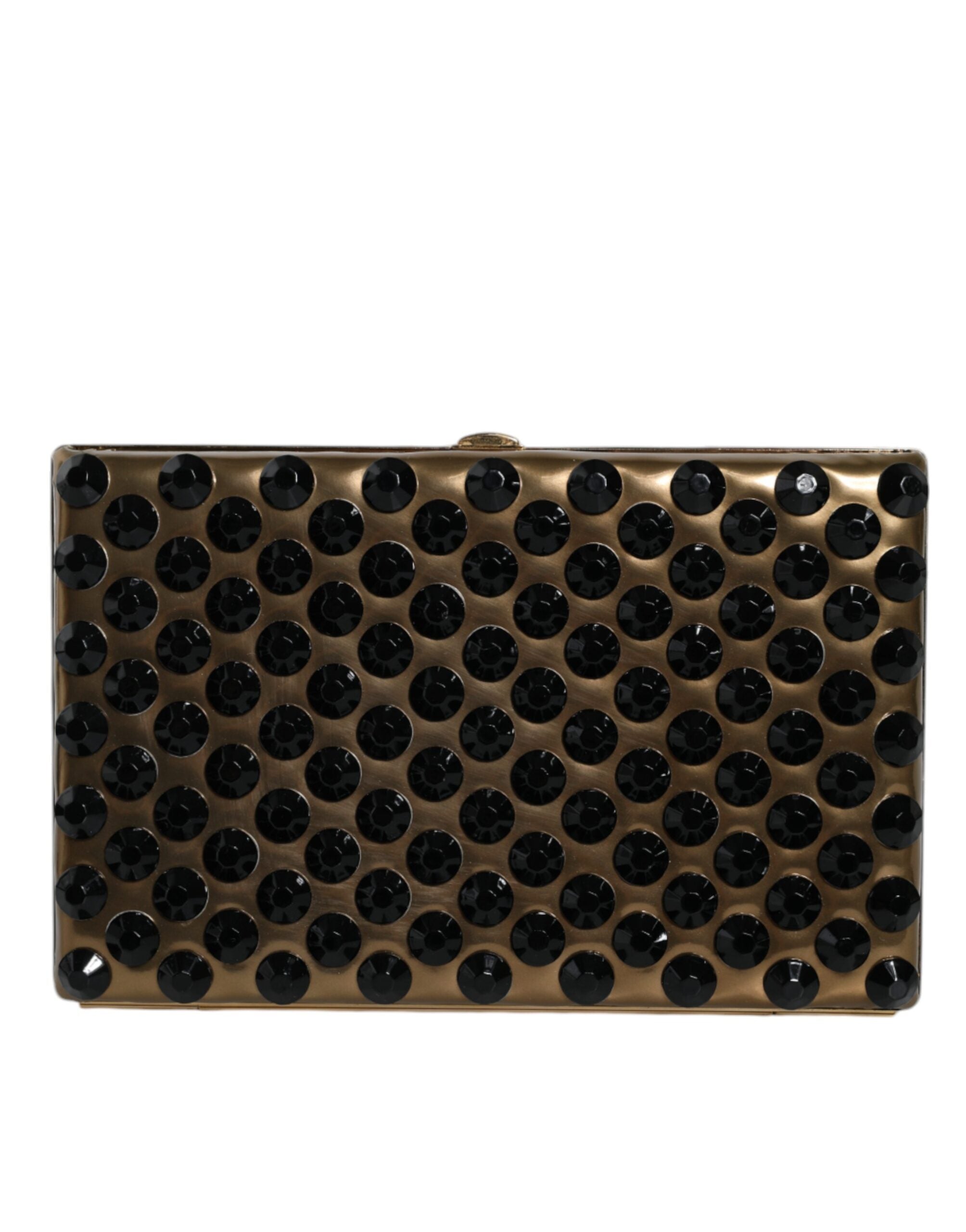 Gold Crystal Bifold Clutch Evening Party Women Purse Bag Leather