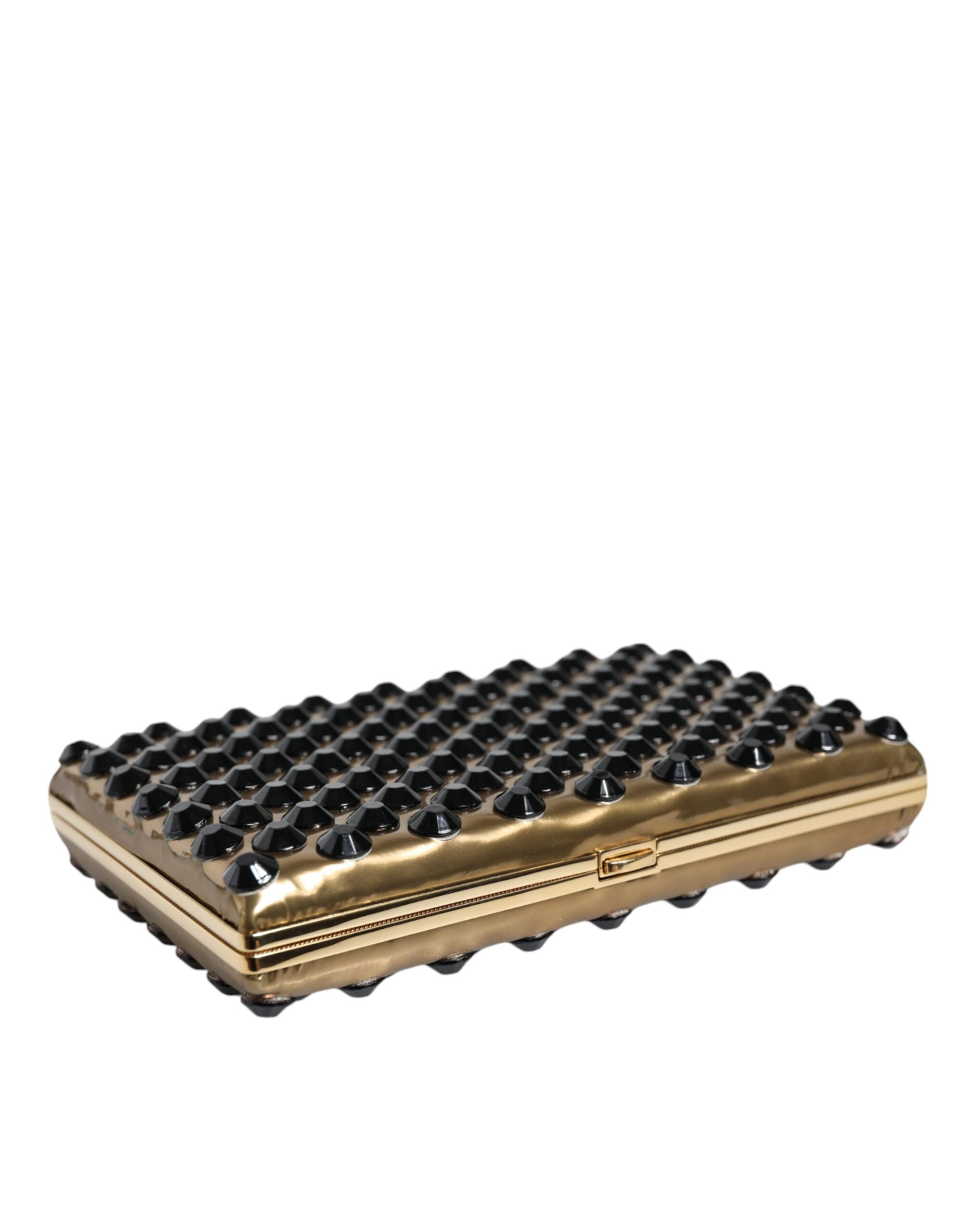 Gold Crystal Bifold Clutch Evening Party Women Purse Bag Leather