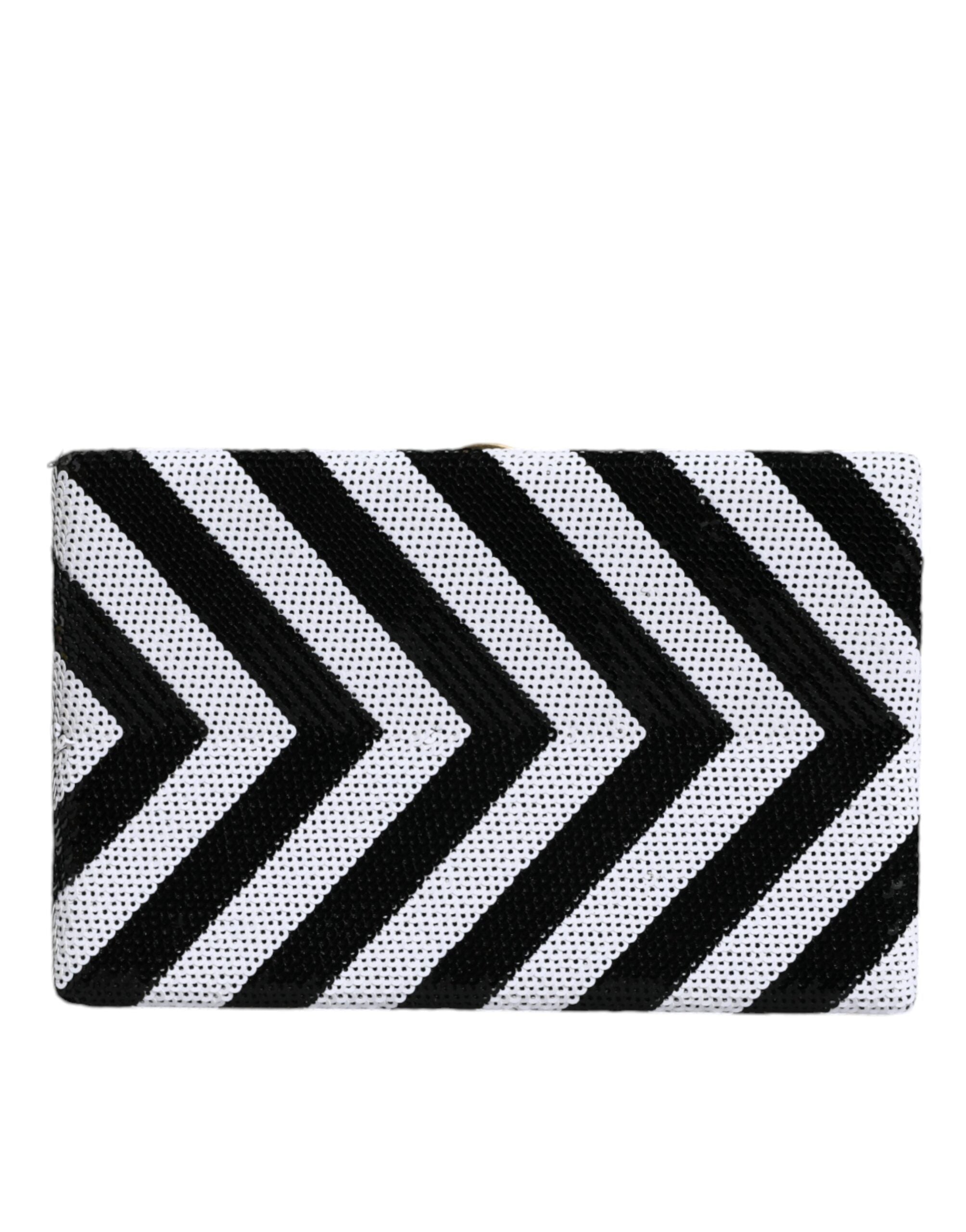 Black White Gold Frame Clutch Evening Party Purse Bag Black/white