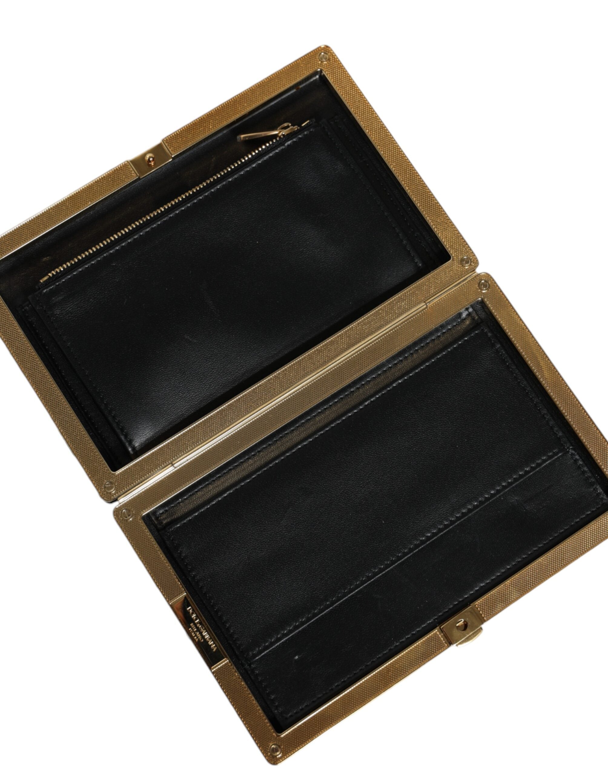 Black White Gold Frame Clutch Evening Party Purse Bag Black/white