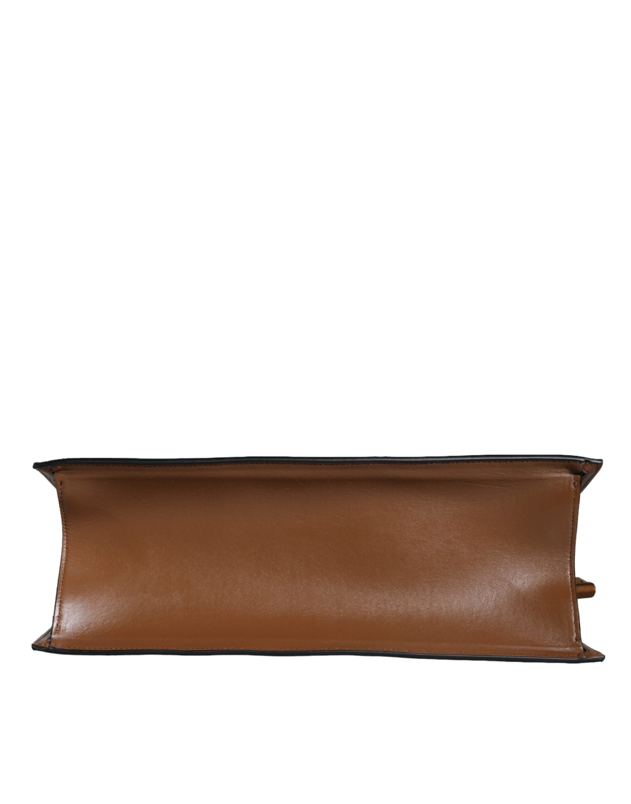 Brown Top Handle Jacquard Leather Logo Crossbody Tote Bag Co Vl