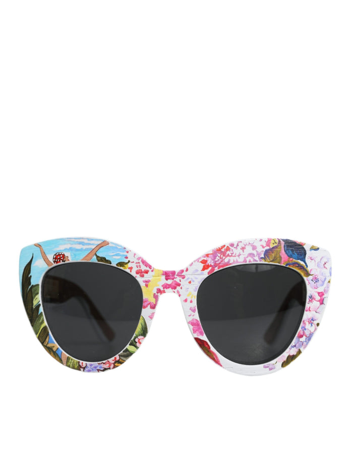 Multicolor Wood Crystal Brass Frame Floral Hand Paint Sunglasses Real