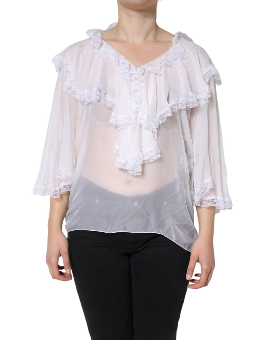 Dolce & Gabbana 80% Silk 11% Nylon 9% Viscose blouse in white