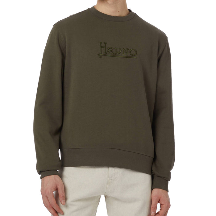 Herno Logo Sweatshirt Green Cotton Elastane