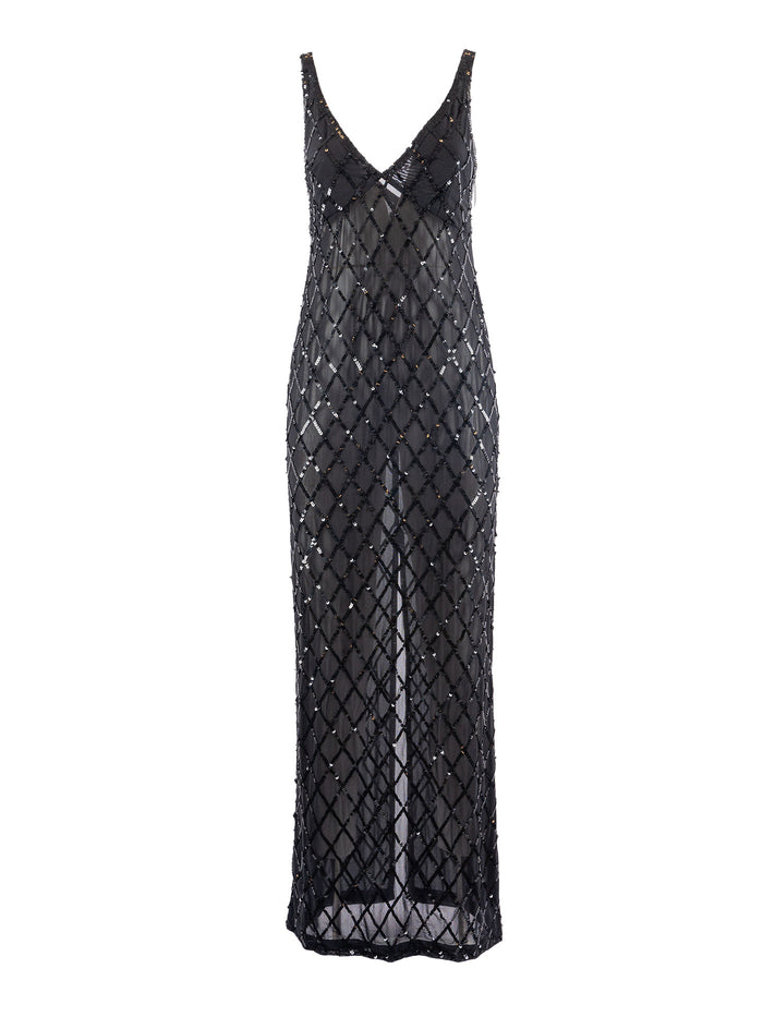 DRESS Black Polyamide Elastane Long