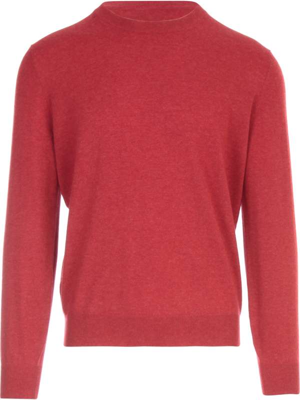 Brunello Cucinelli Mens Red Cashmere Crewneck Sweater