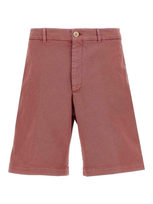 Brunello Cucinelli Mens Raspberry Tailored Cotton Shorts Pink