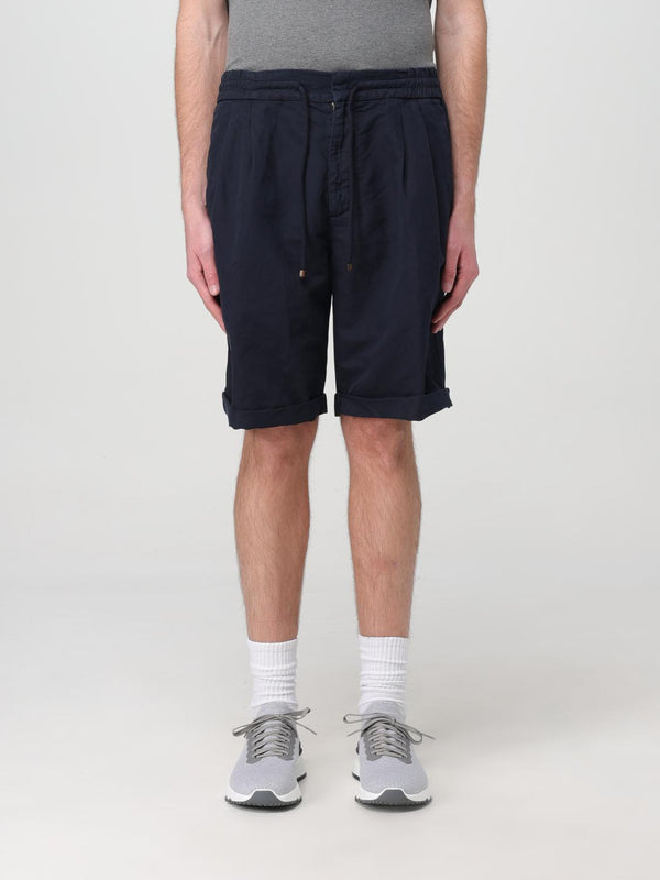 Brunello Cucinelli Mens Navy Tailored Linen Shorts