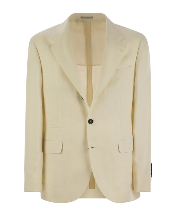 Brunello Cucinelli Mens Cream Linen Wool Blazer