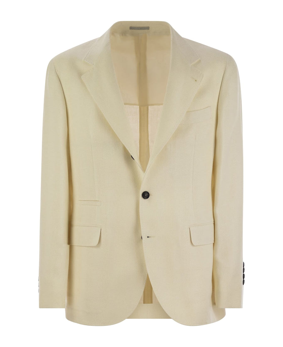 Brunello Cucinelli Mens Cream Linen Wool Blazer