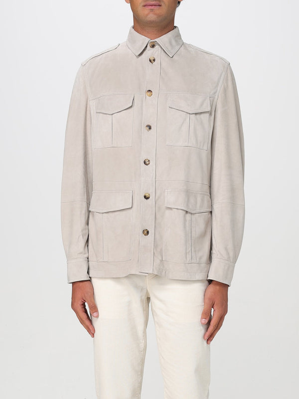 Brunello Cucinelli Mens Light Beige Suede Jacket