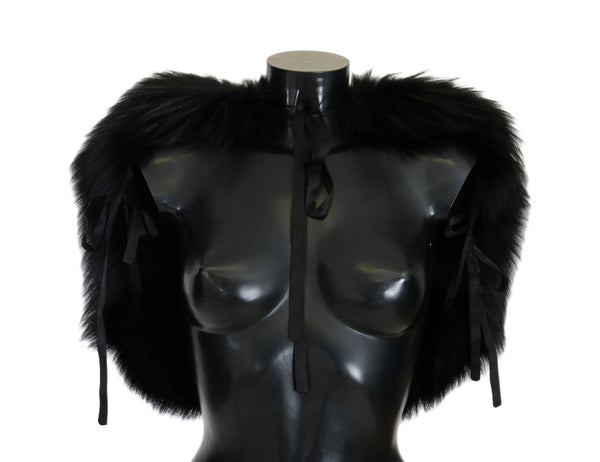 Dolce & Gabbana 95% Silver Fox Fur shawl in black