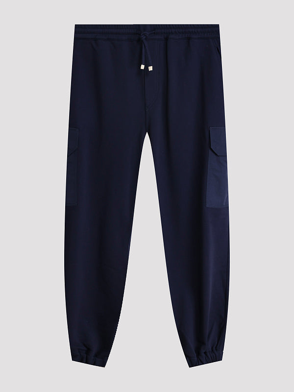 Brunello Cucinelli Mens Dark Blue Cotton Trousers Navy