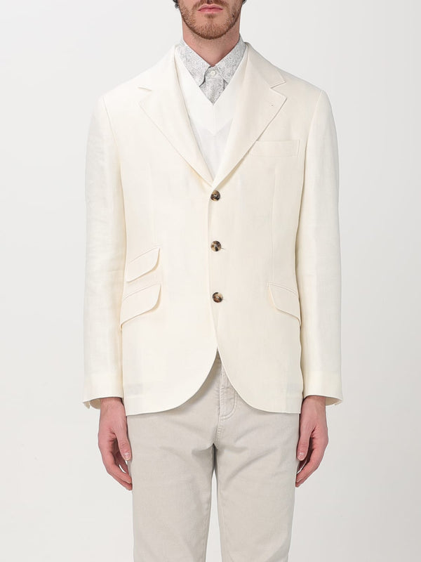 Brunello Cucinelli Mens Off White Linen Wool Blazer
