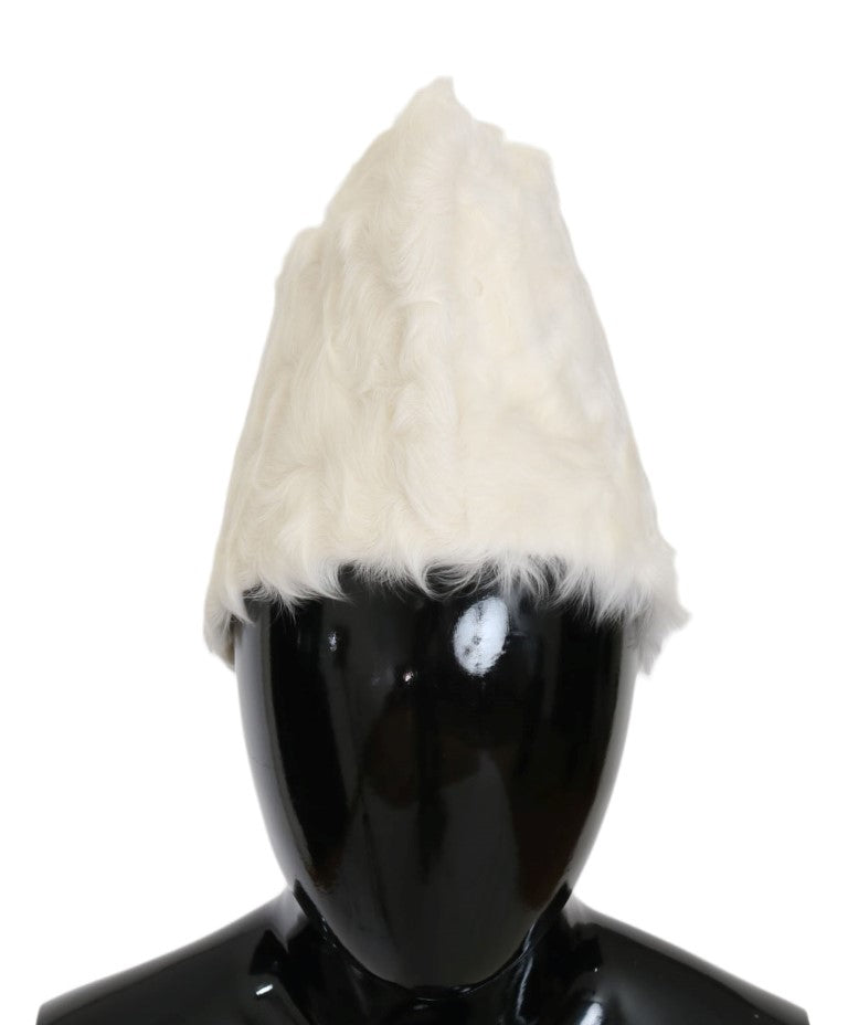 Dolce & Gabbana HAT21021 100% Xiangao Lamb Fur beanie in white