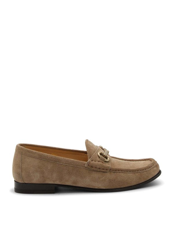Brunello Cucinelli Mens Noisette Suede Loafers With Buckle One Color