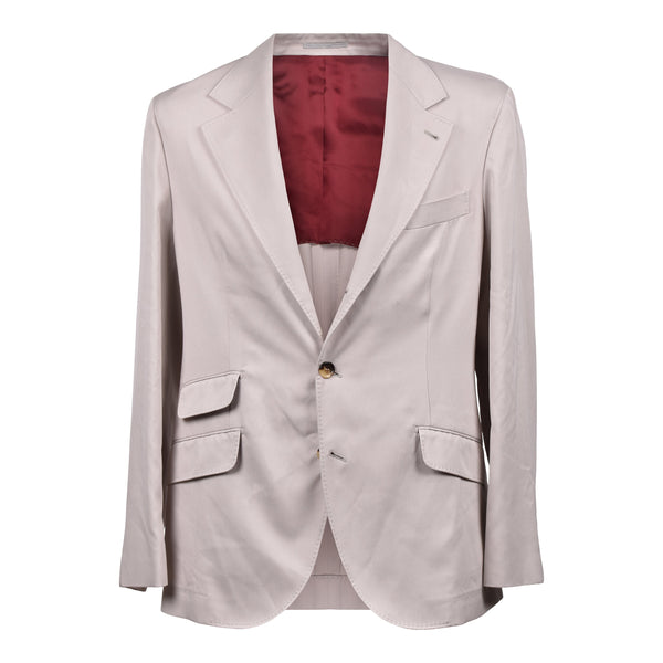 Brunello Cucinelli Mens Beige Silk Tailored Suit