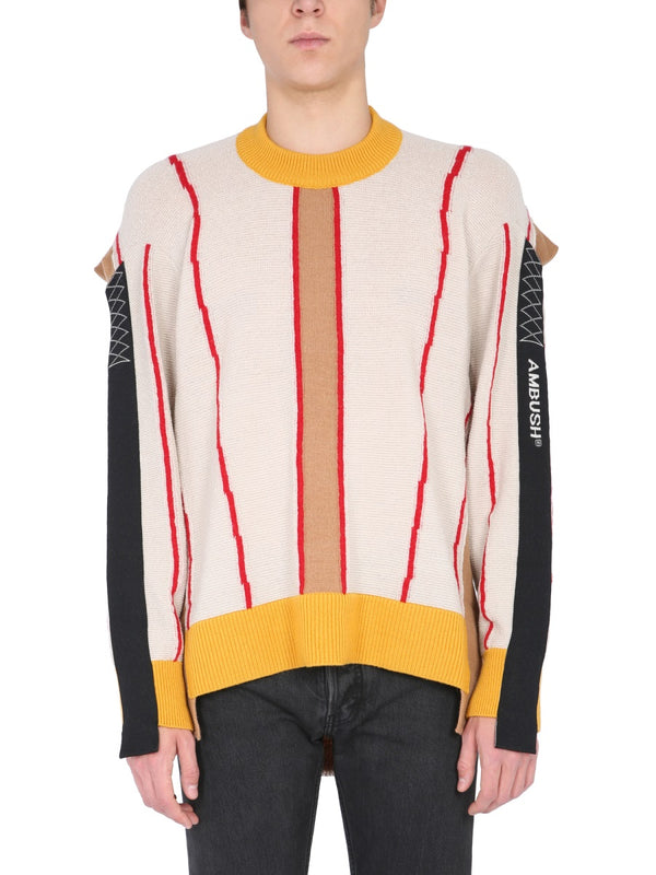 Crew Neck Sweater Beige Wool Mix Jumpers