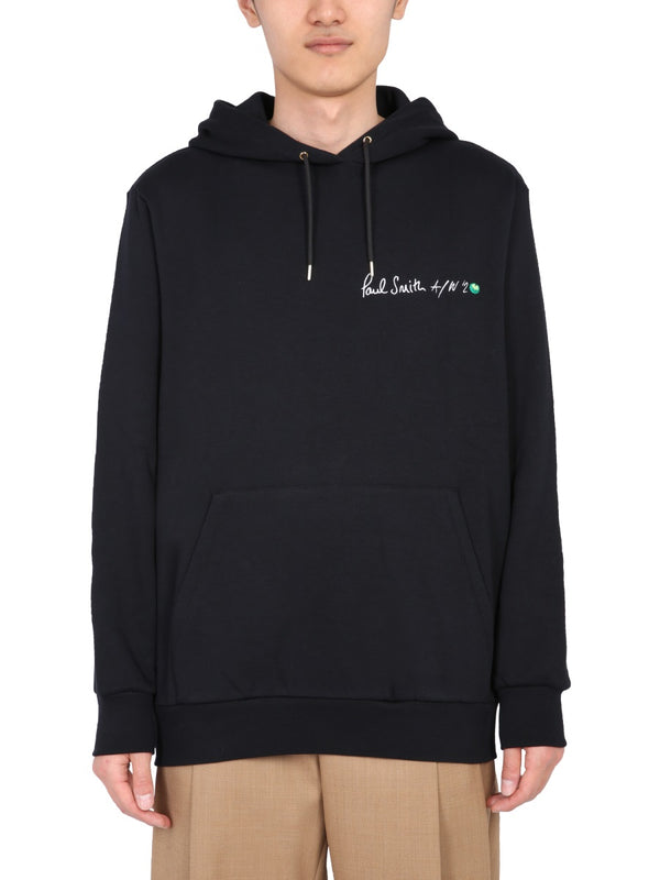 Hoodie With Drawstring Hood Black Cotton Sweatshirts