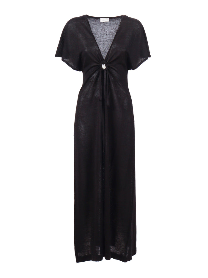 Dress Black Linen Viscose Midi