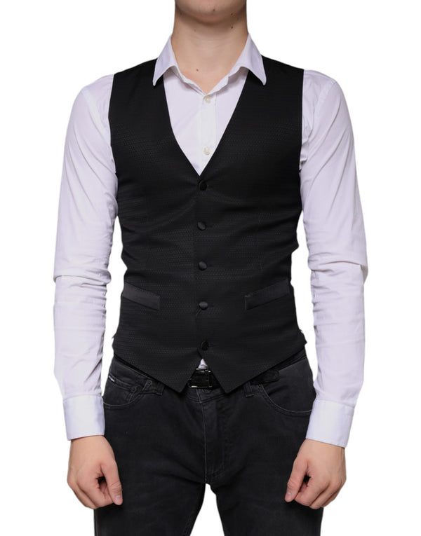 Dolce & Gabbana 52% Wool 35% Viscose 9% Silk 4% Polyester vest in black