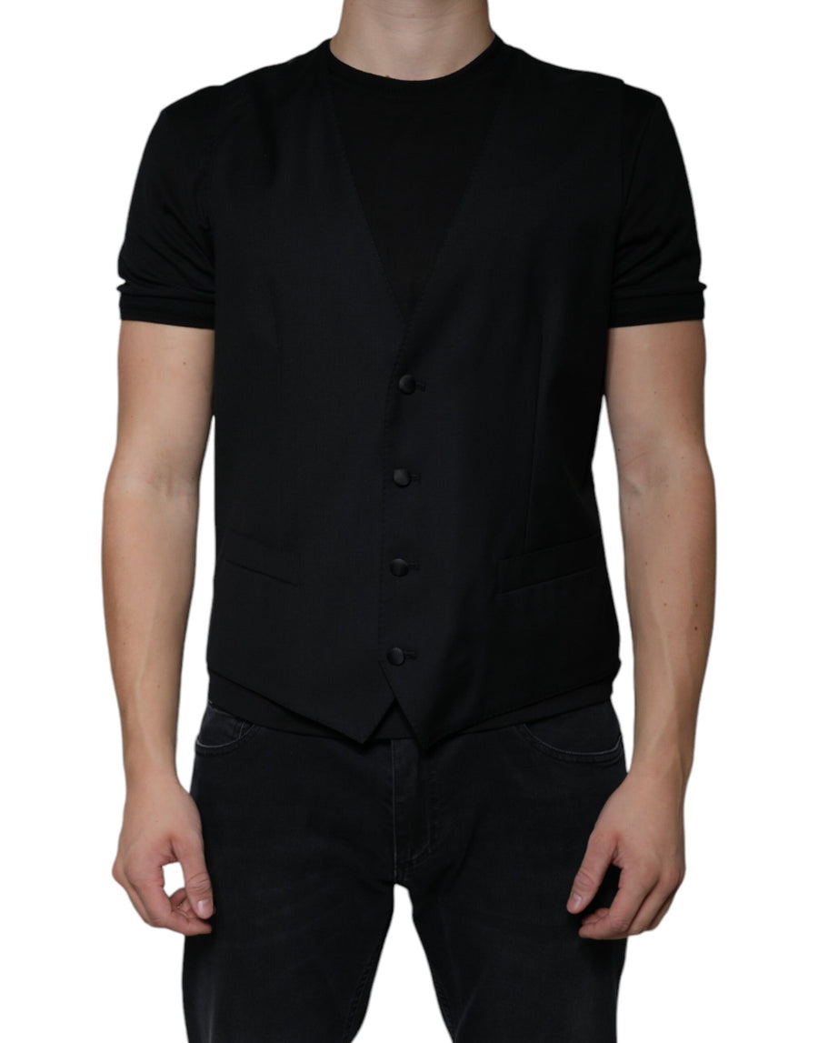Dolce & Gabbana 97% Virgin Wool vest in black
