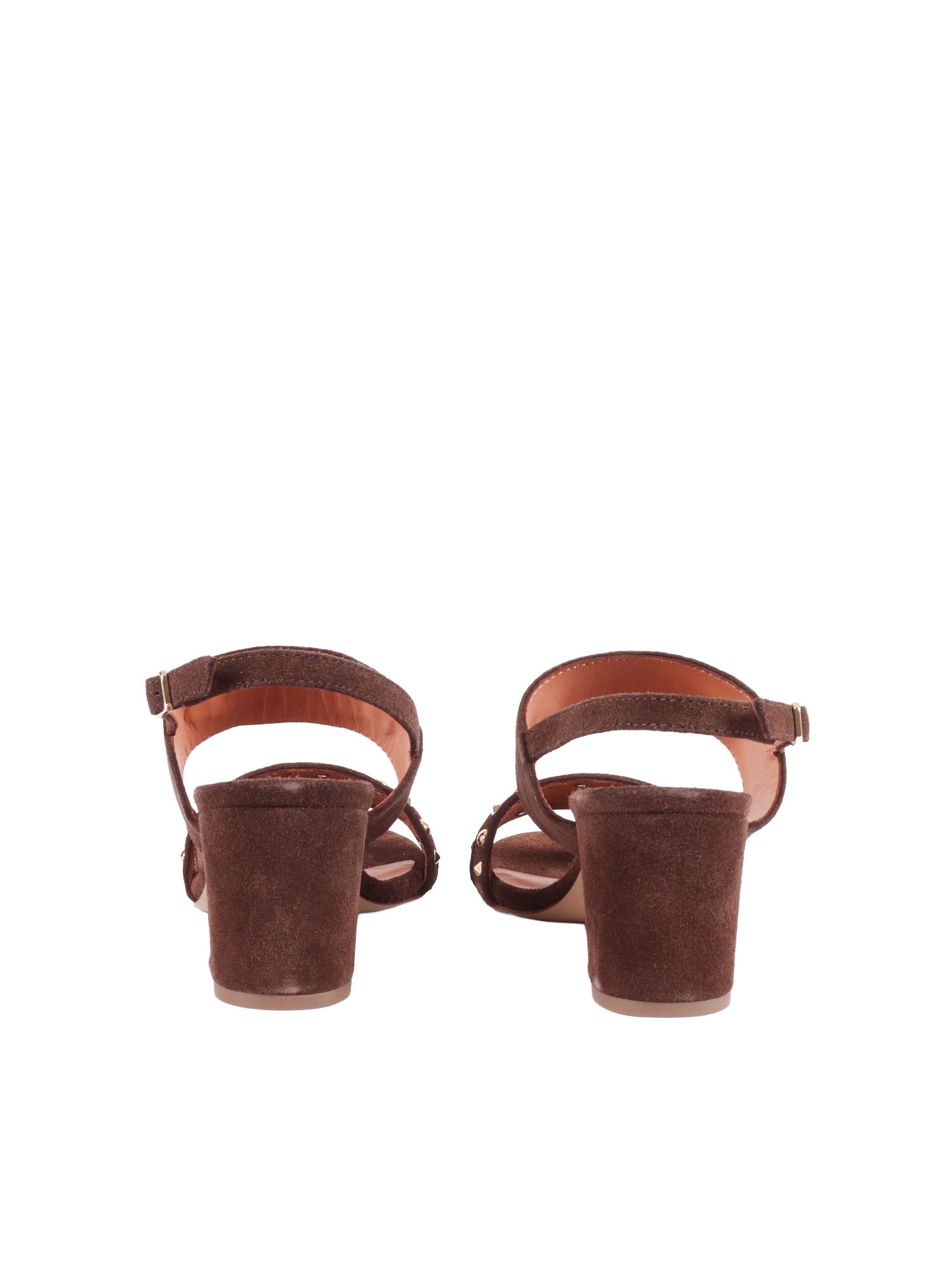 Small V Sandals Brown Leather Sole Rubber