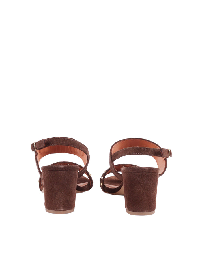 Small V Sandals Brown Leather Sole Rubber