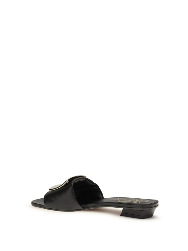 Leather Slide Sandals Black Calf